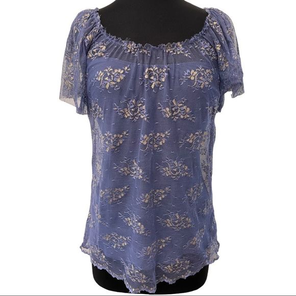 Moda International Tops - VS Moda International Metallic Floral Blouse Sz M